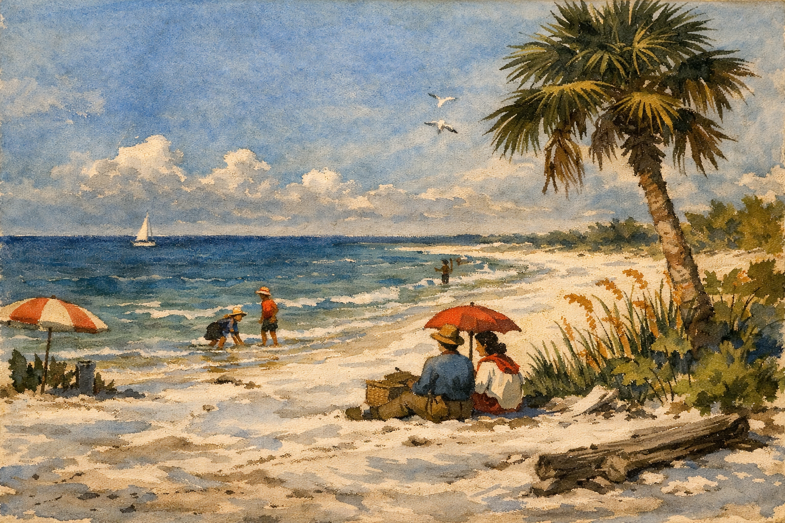 白砂のガルフコーストの海辺