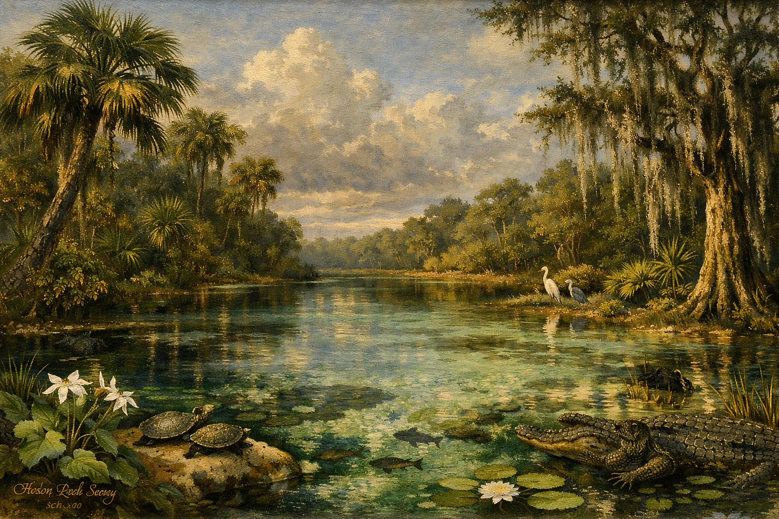 透明な天然泉の風景